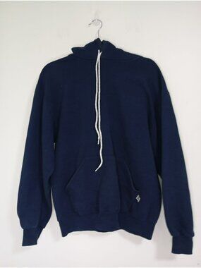 Russell Athletic Navy Blue Pullover Hoodie With Kangaroo Pocket  Drawstring Hood